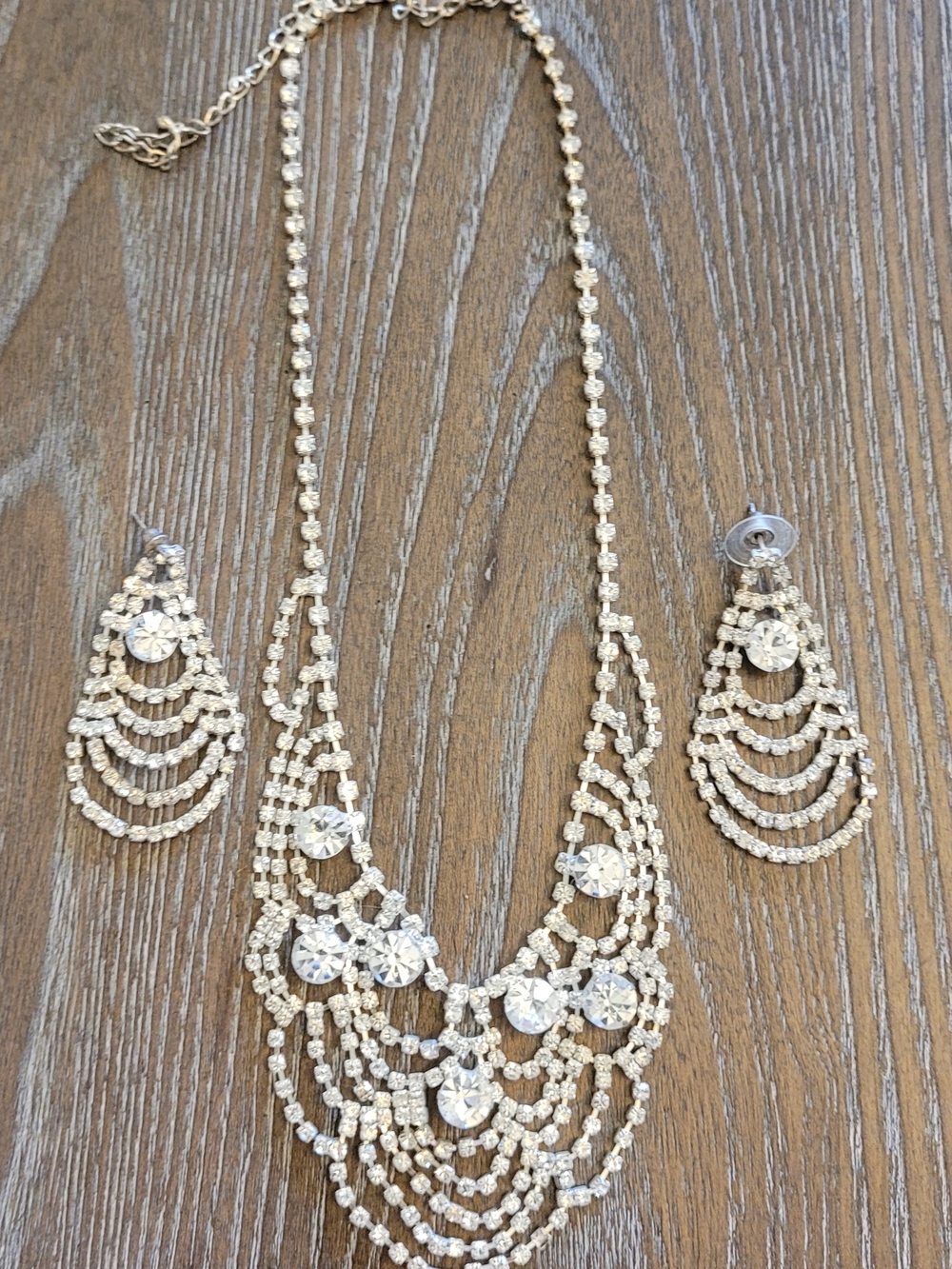 Crystal Bib Necklace and Earring Set